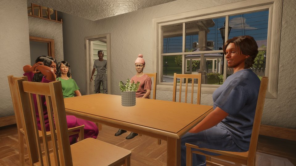 Neighbors around a kitchen table.